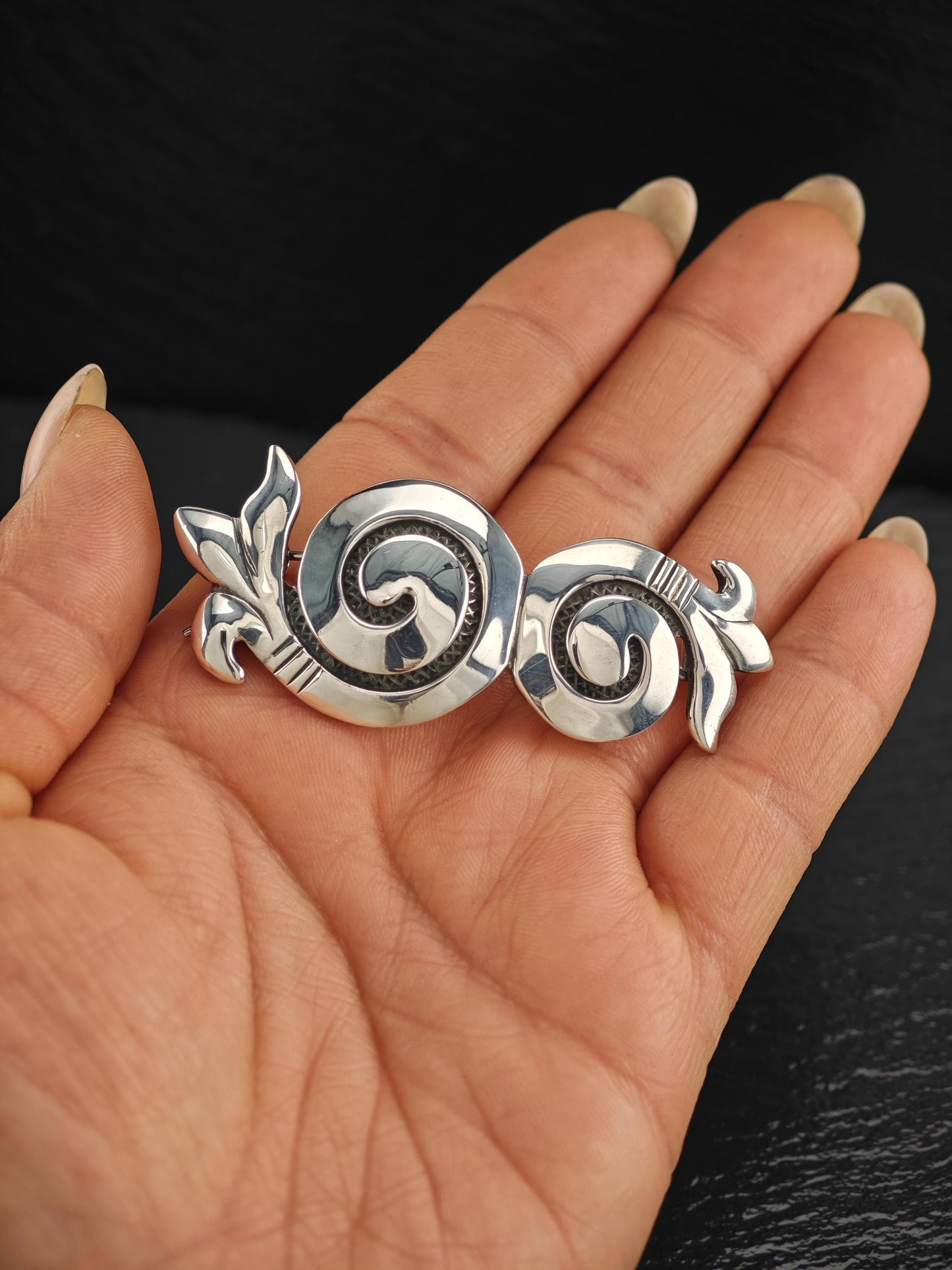 Taxco Style, Swirl Barrette Sterling Silver MISC0314