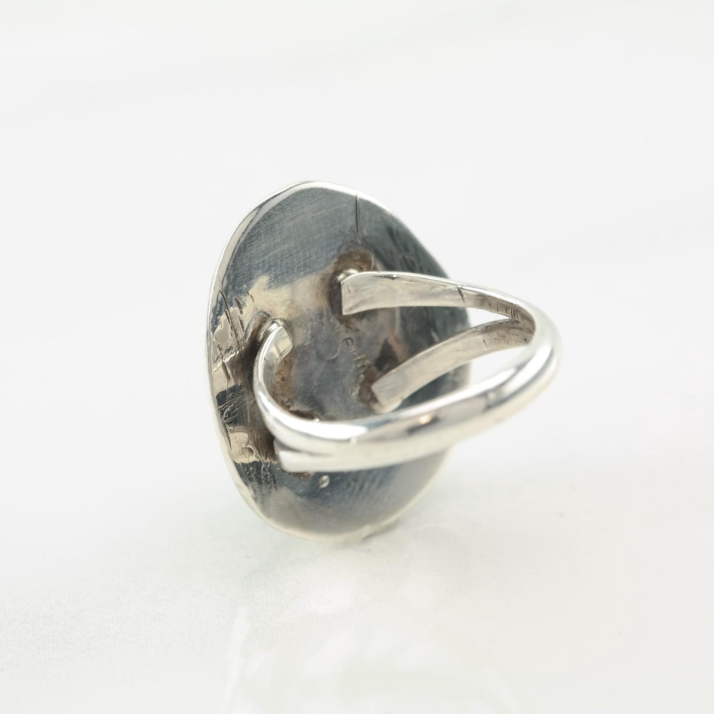 Vintage Southwest Silver Ring Turquoise Stamped Sterling Blue Size 3 1/4