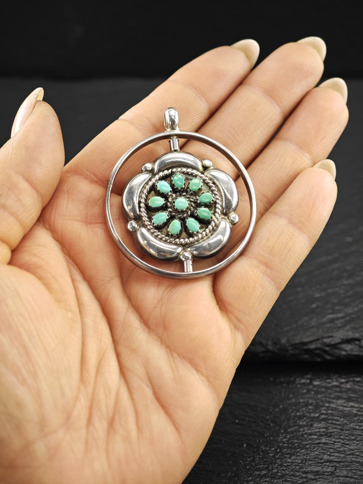 Zuni, Native Reversible, Pendant Sterling Silver P2726