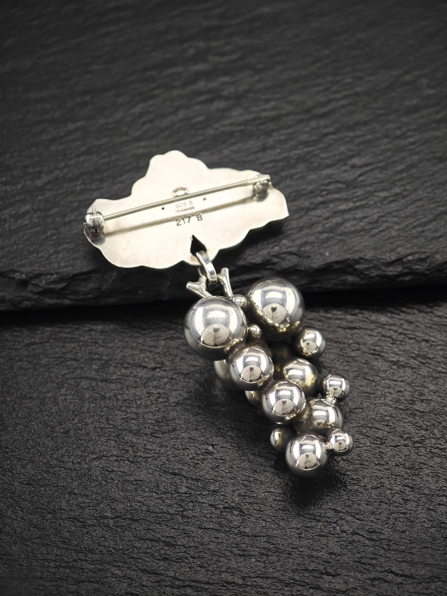 Georg Jensen 217B, Moonlight Grapes Brooch Sterling Silver