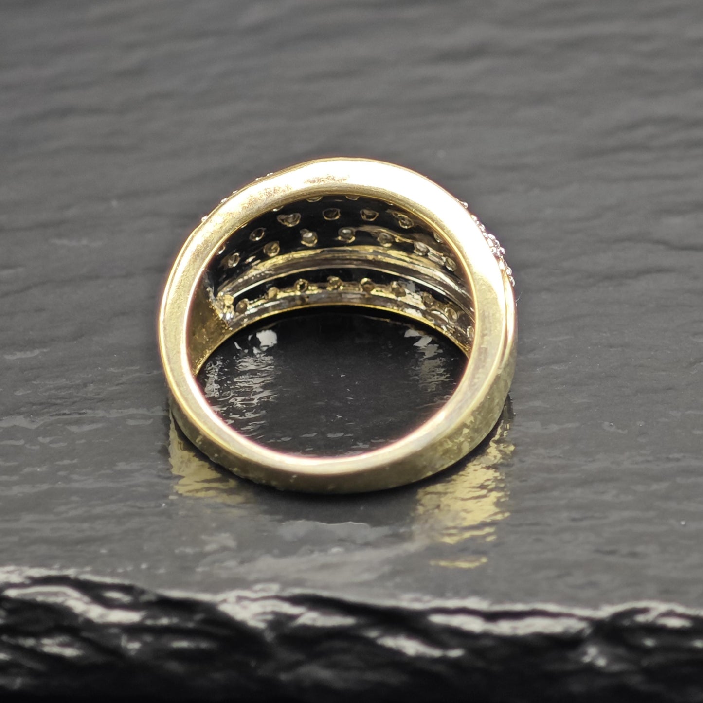Diamond Gold Plated Sterling Silver Ring Sz 8 R6635