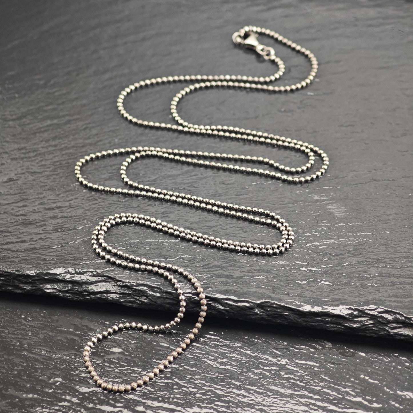 Black Oxidized Ball Chain Sterling Silver Necklace N2765