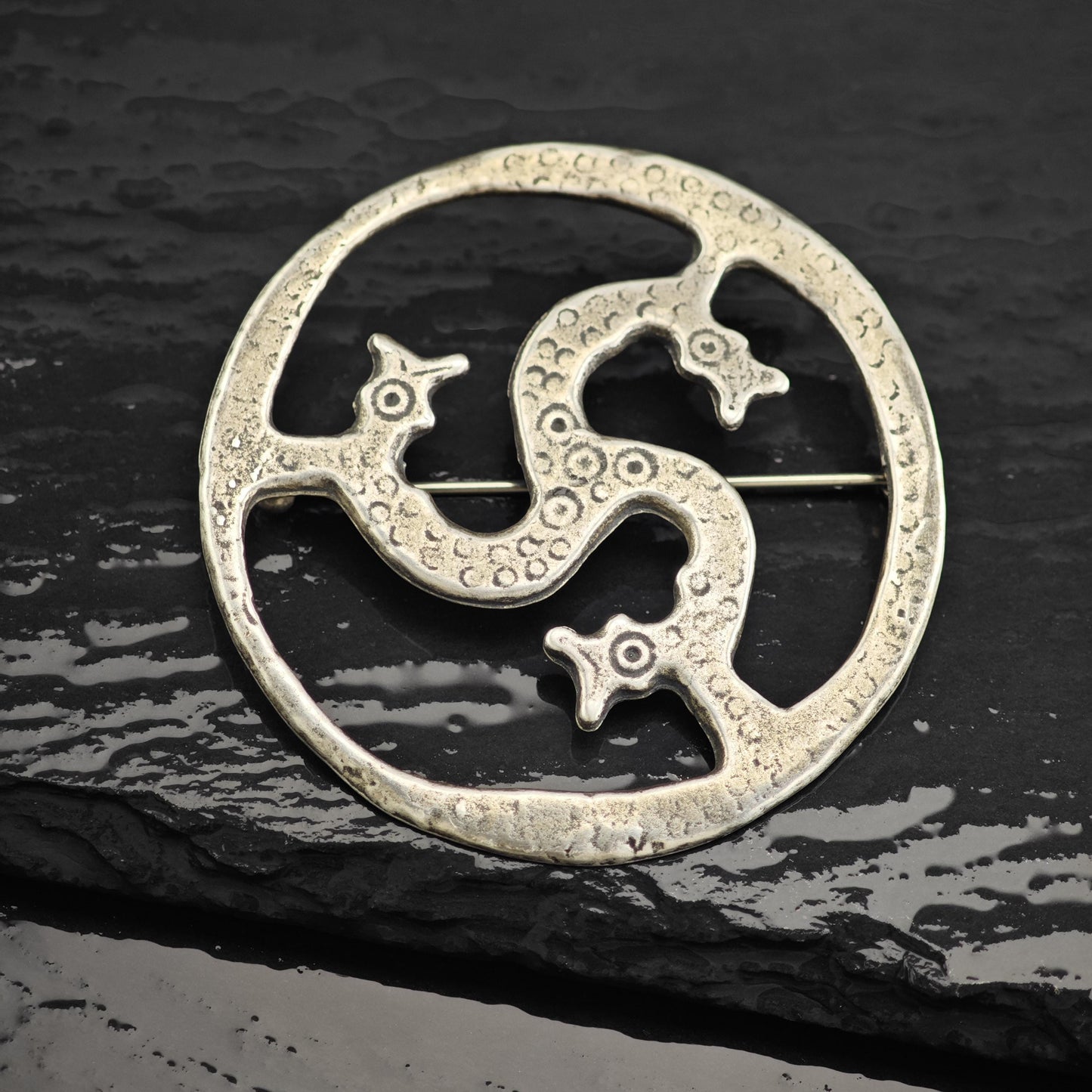 Sea Serpent Brooch Sterling Silver