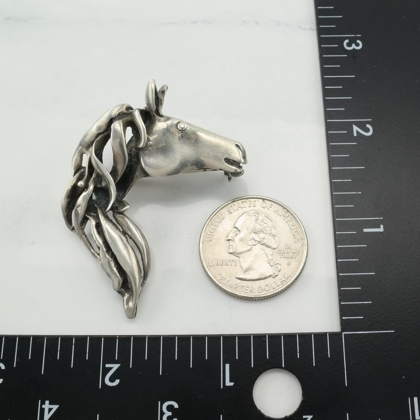 Vintage Hand Made Horse Brooch Pendant Sterling Silver Modernist Equestrian