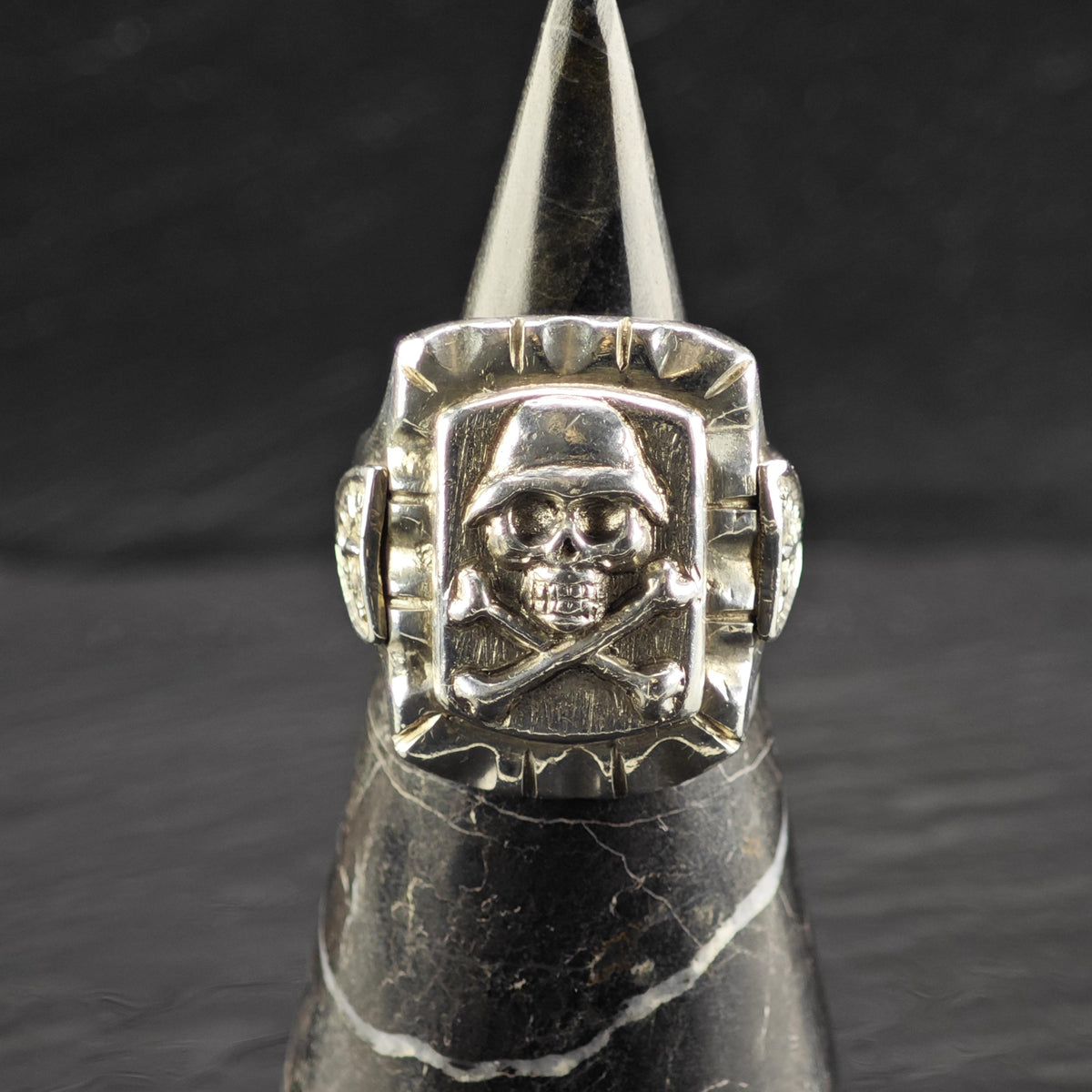 Vintage Heavy Skull Biker Ring Sterling Silver Ring Sz 11 R6854