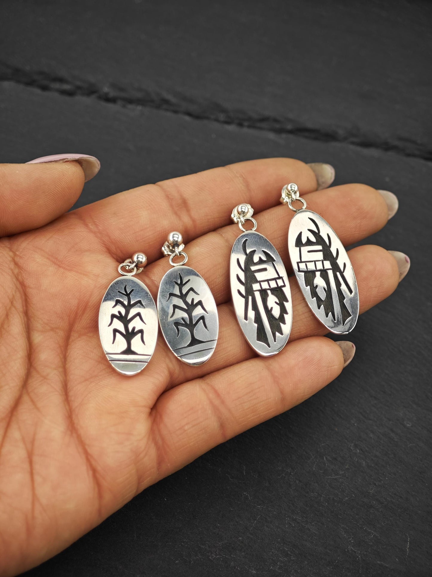 Choice of Hopi Overlay Stud/Dangle Earrings Sterling Silver