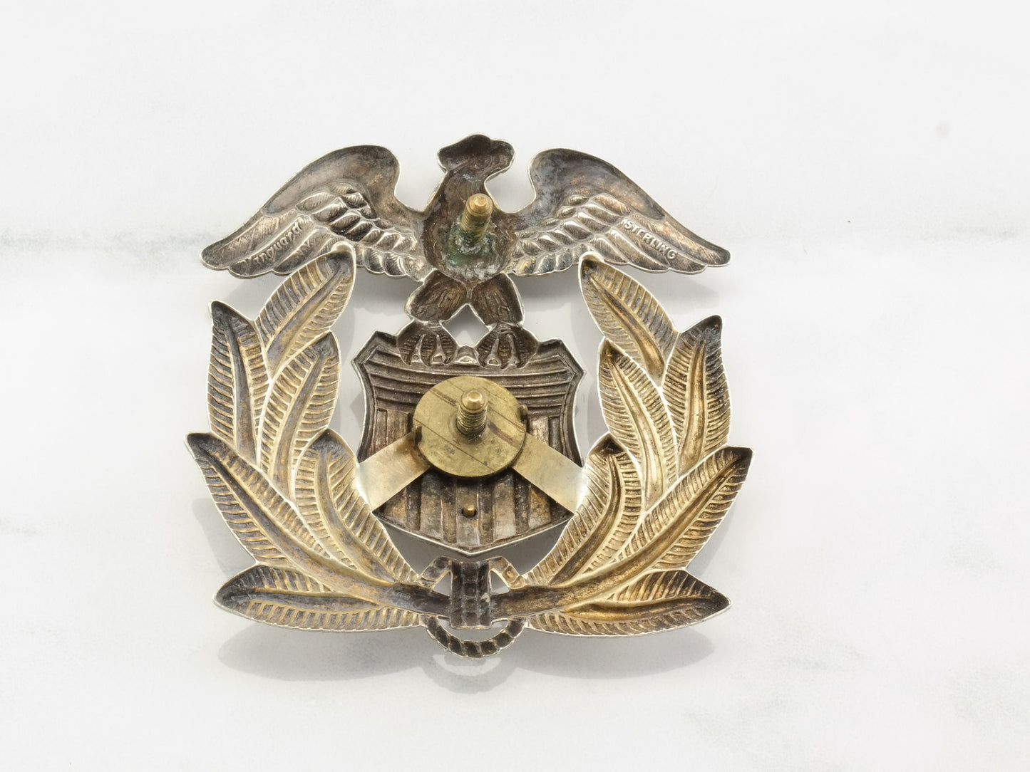 WW2 US Navy Officers Cap Emblem Sterling Silver