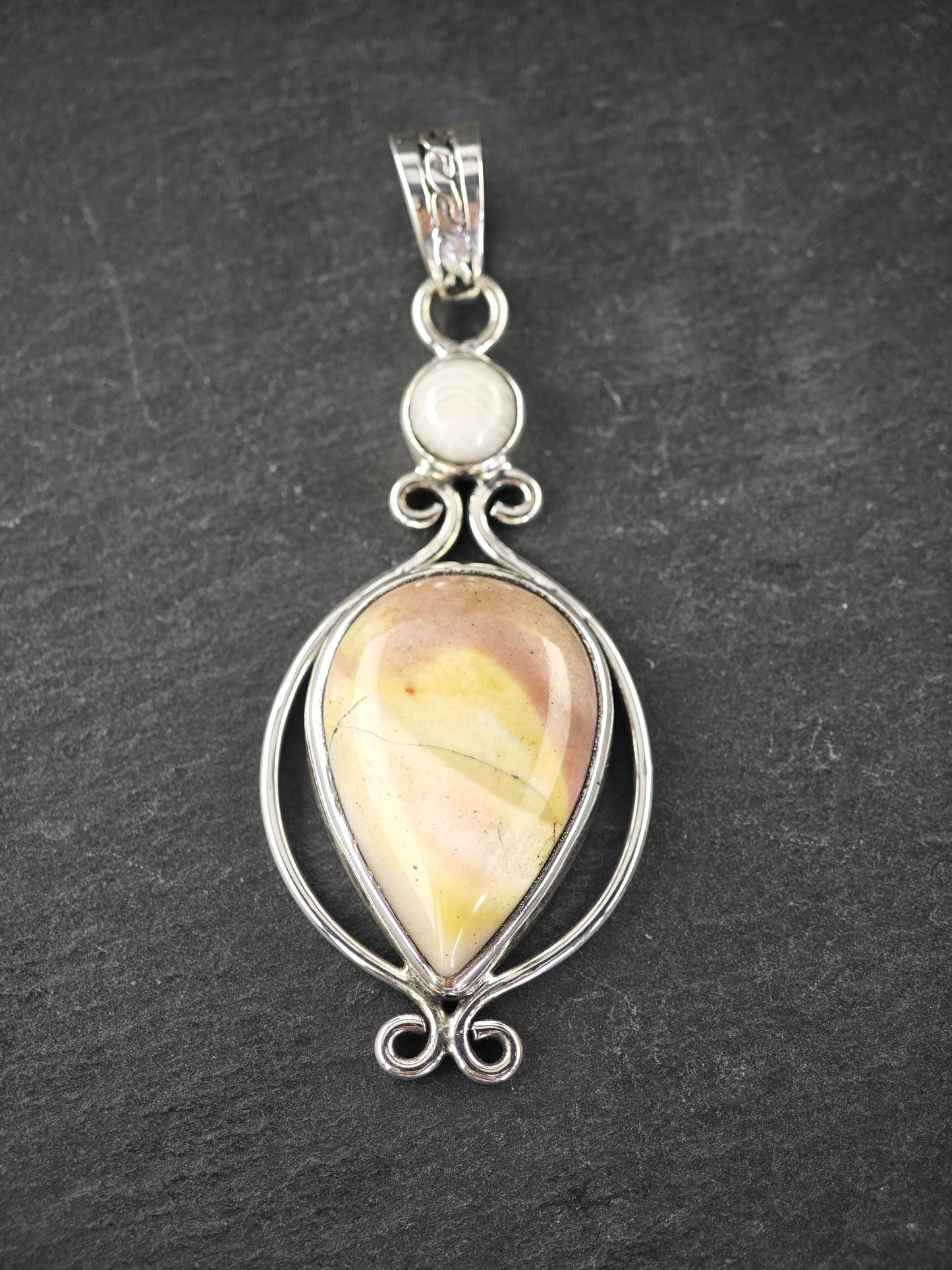 Vintage Jasper Pendant, Sterling Silver