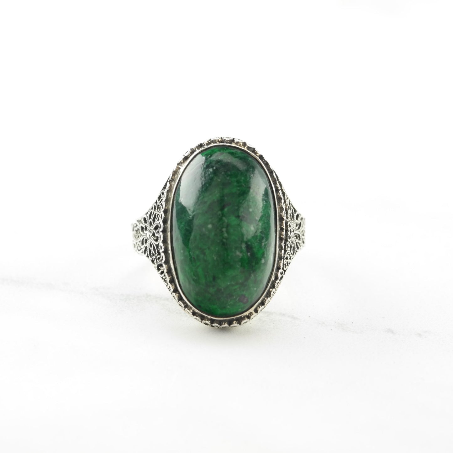 Chinese Export, Sterling Silver Ring Szadjustable 7 to 9 R5678