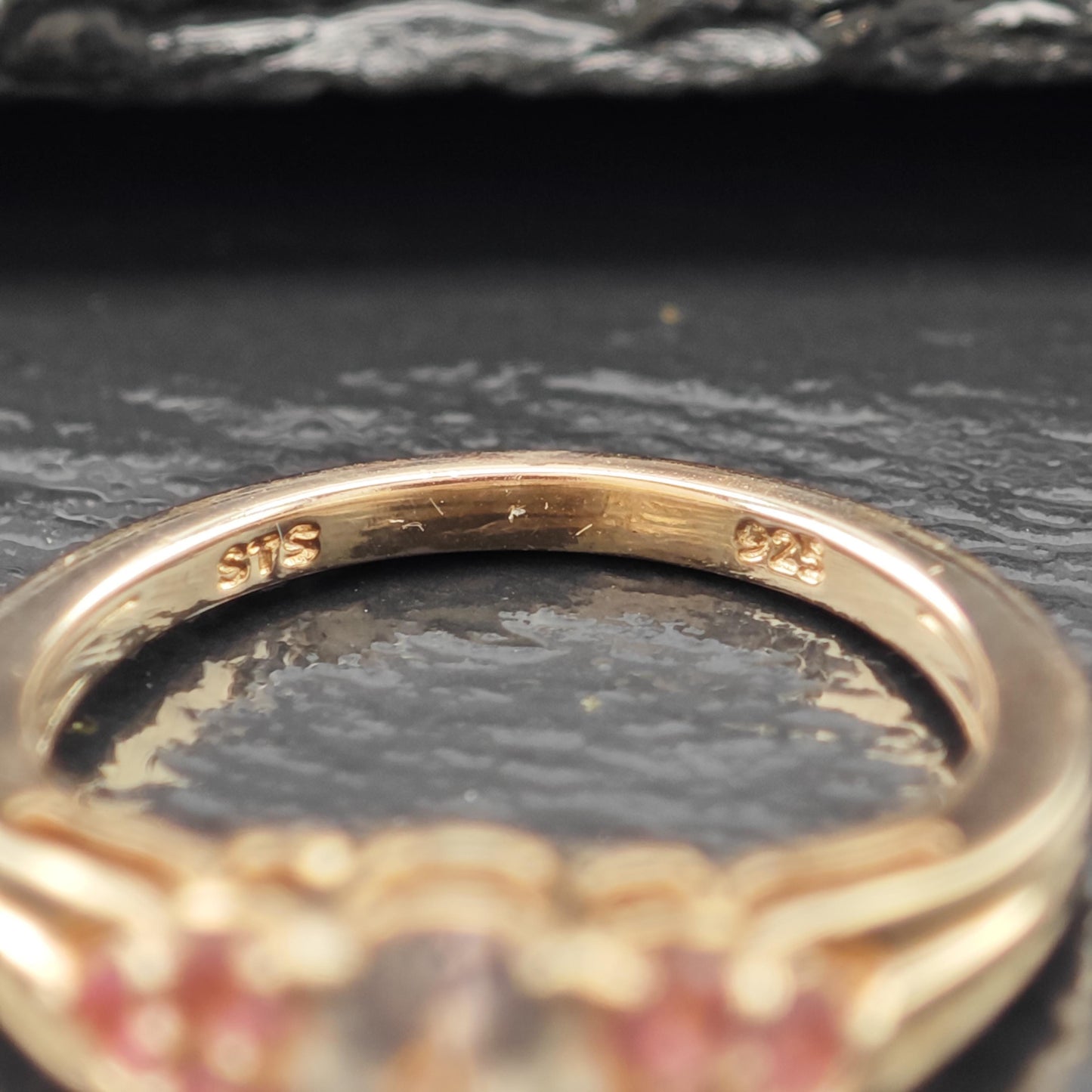 Natural Pink Garnet Rose Gold Plated Ring Sterling Silver Sz 6 R6172