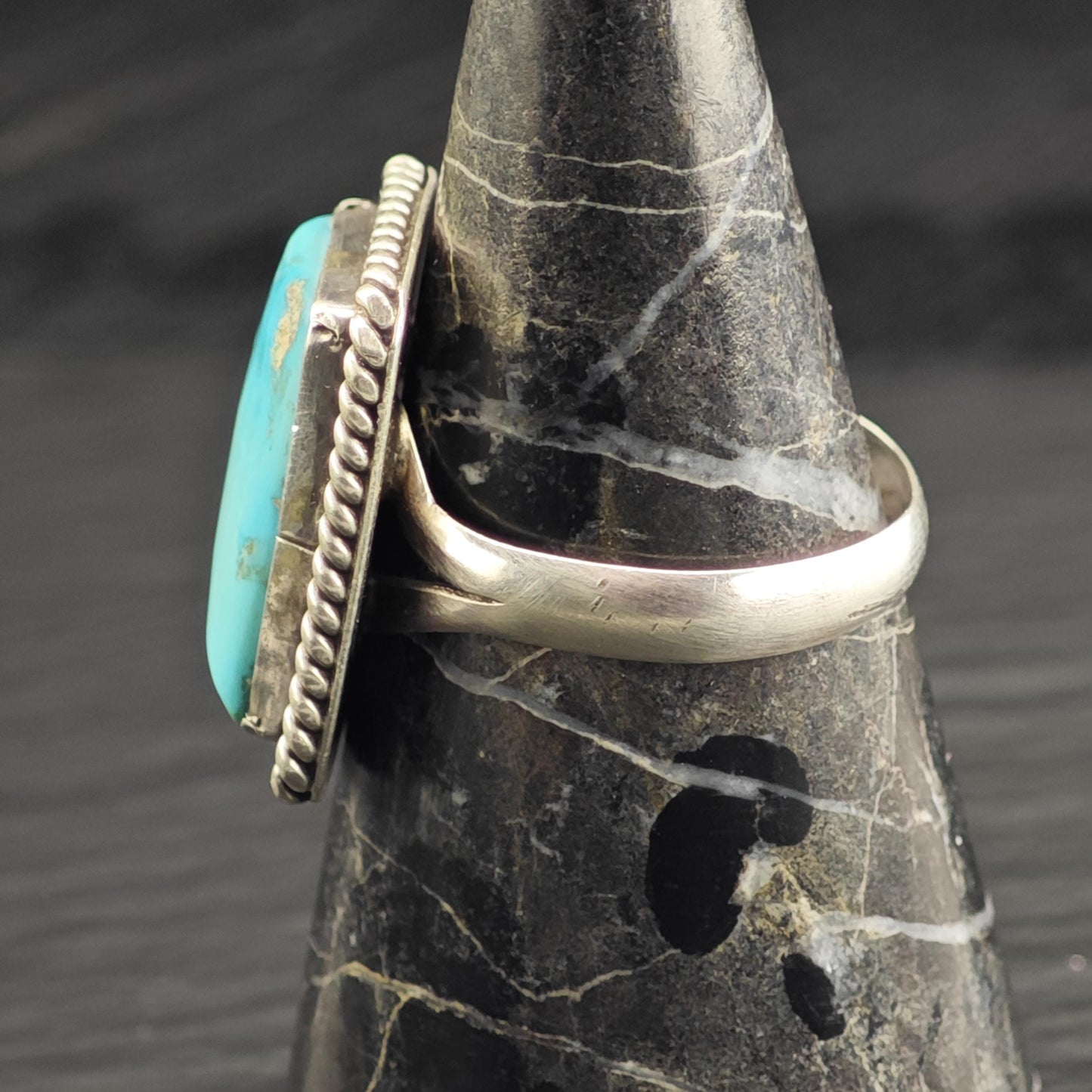 Native American Square Turquoise Ring Sterling Silver Sz 14 R6622