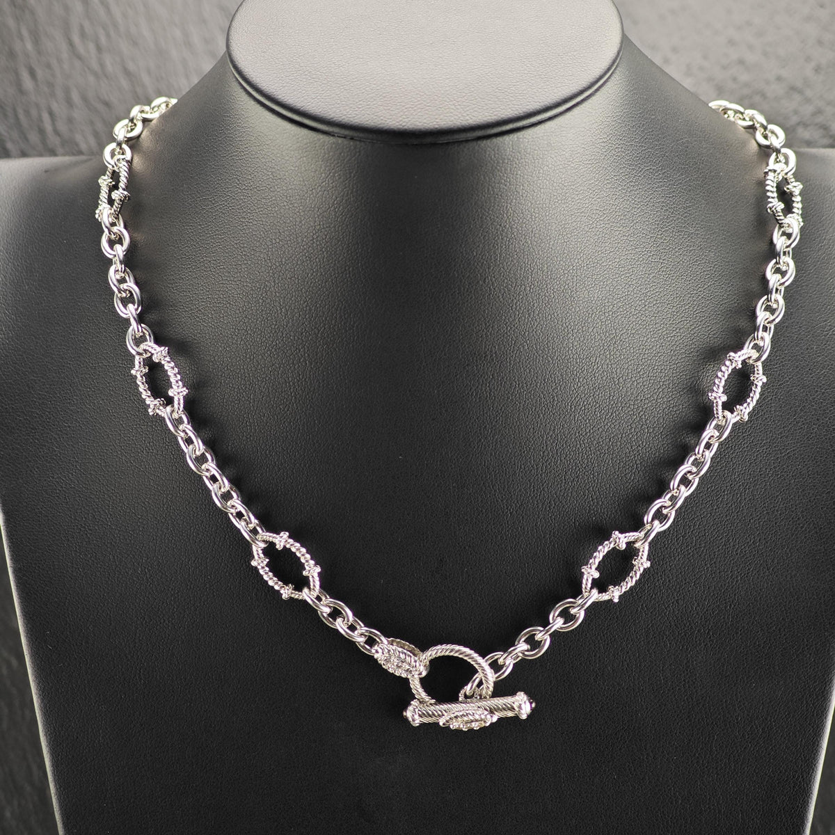 Vintage Judith Ripka CZ, Citrine Sterling Silver Link Chain Necklace N2803