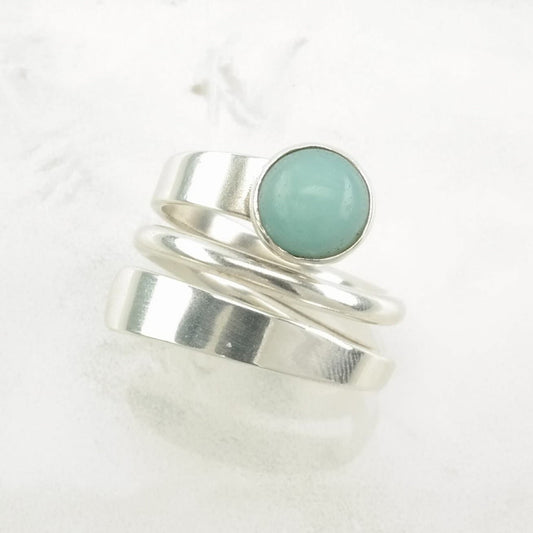 DDD Sterling Silver Ring Larimar, Modernist Blue Size 6 1/2