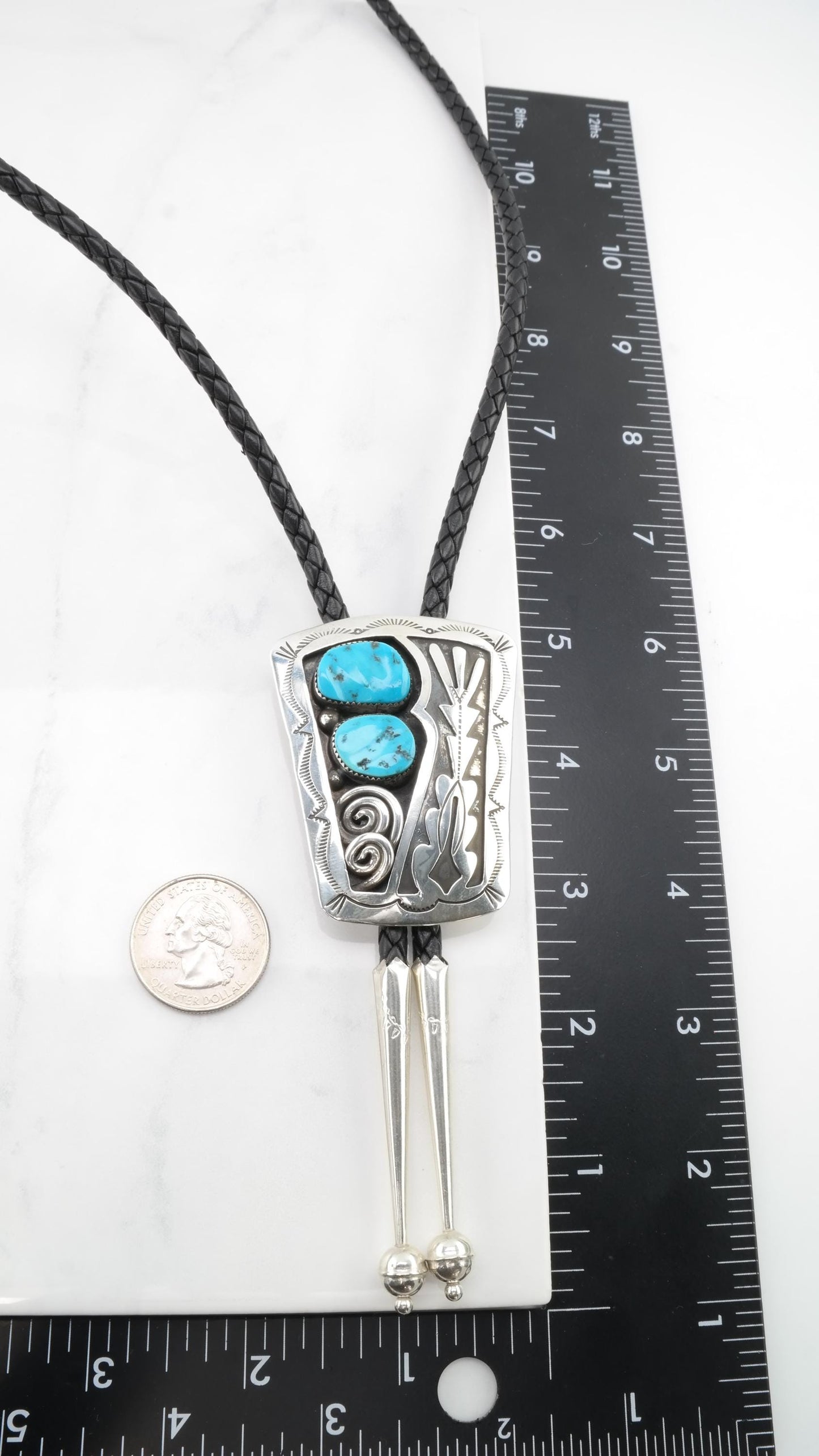 Turquoise Sleeping Beauty Bolo Tie Native American Sterling Silver Blue Necklace