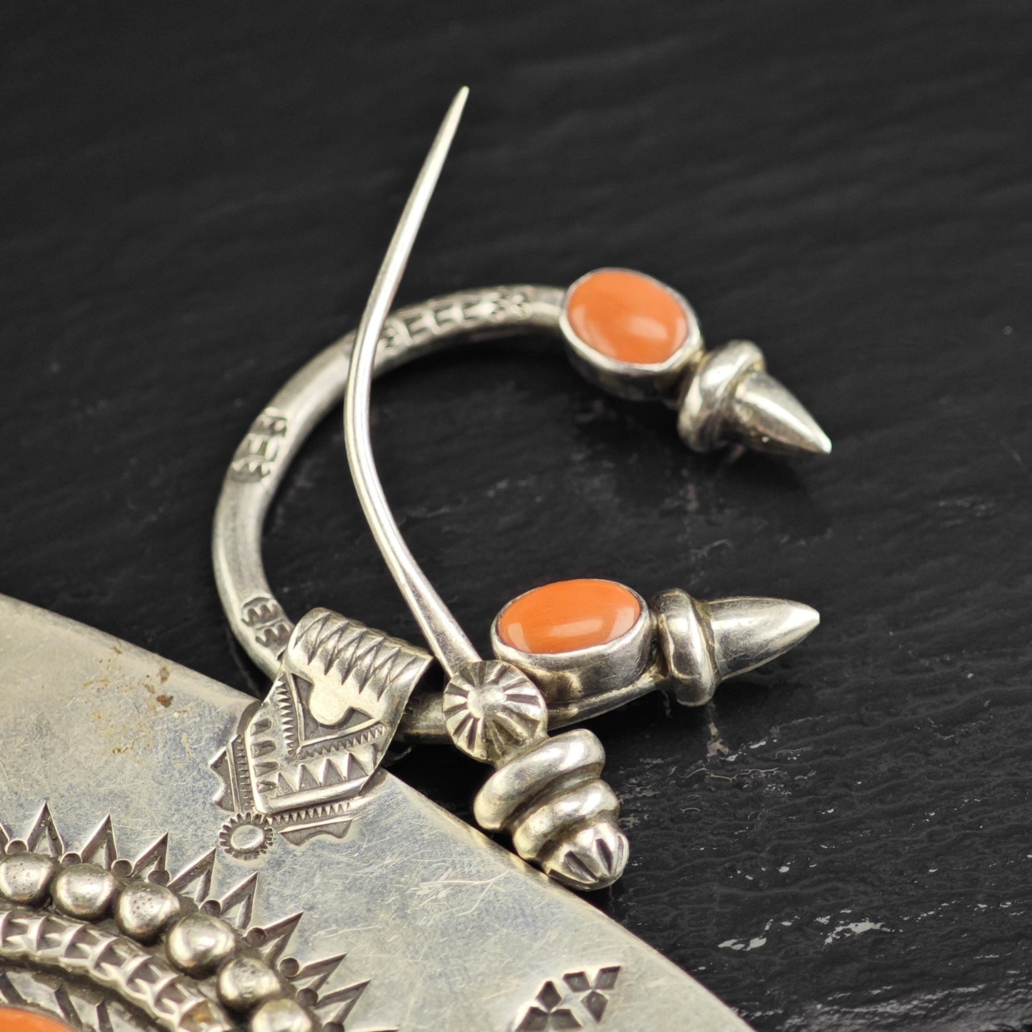 Kabylie Fibula, Coral by Melanie Deluca Sterling Silver
