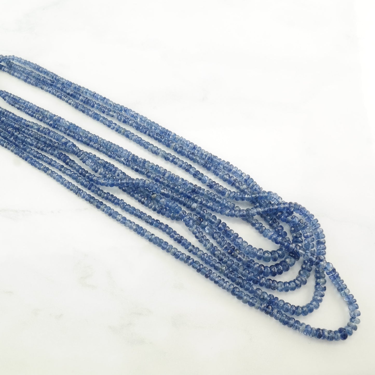 Blue 400 ctw, Sapphire 5 Strand, Adjustable Beads Necklace