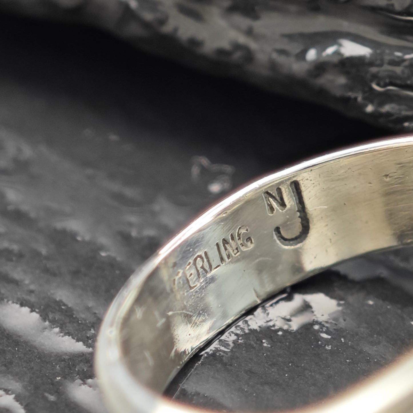 Native American Long Coral Ring Sterling Silver Size 9