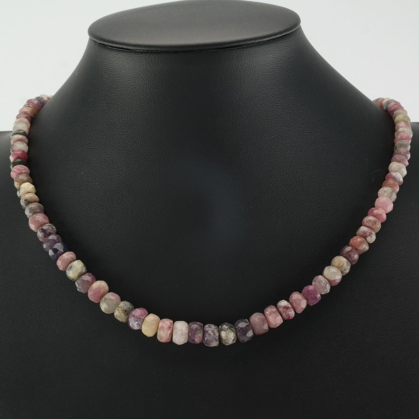 DTR Sterling Silver Opaque Corundum, Ruby Faceted Bead Necklace