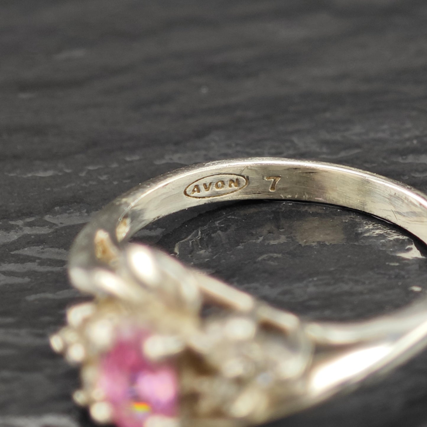 Silver Ring Pink Gemstone Sterling Size 6 3/4 R6185
