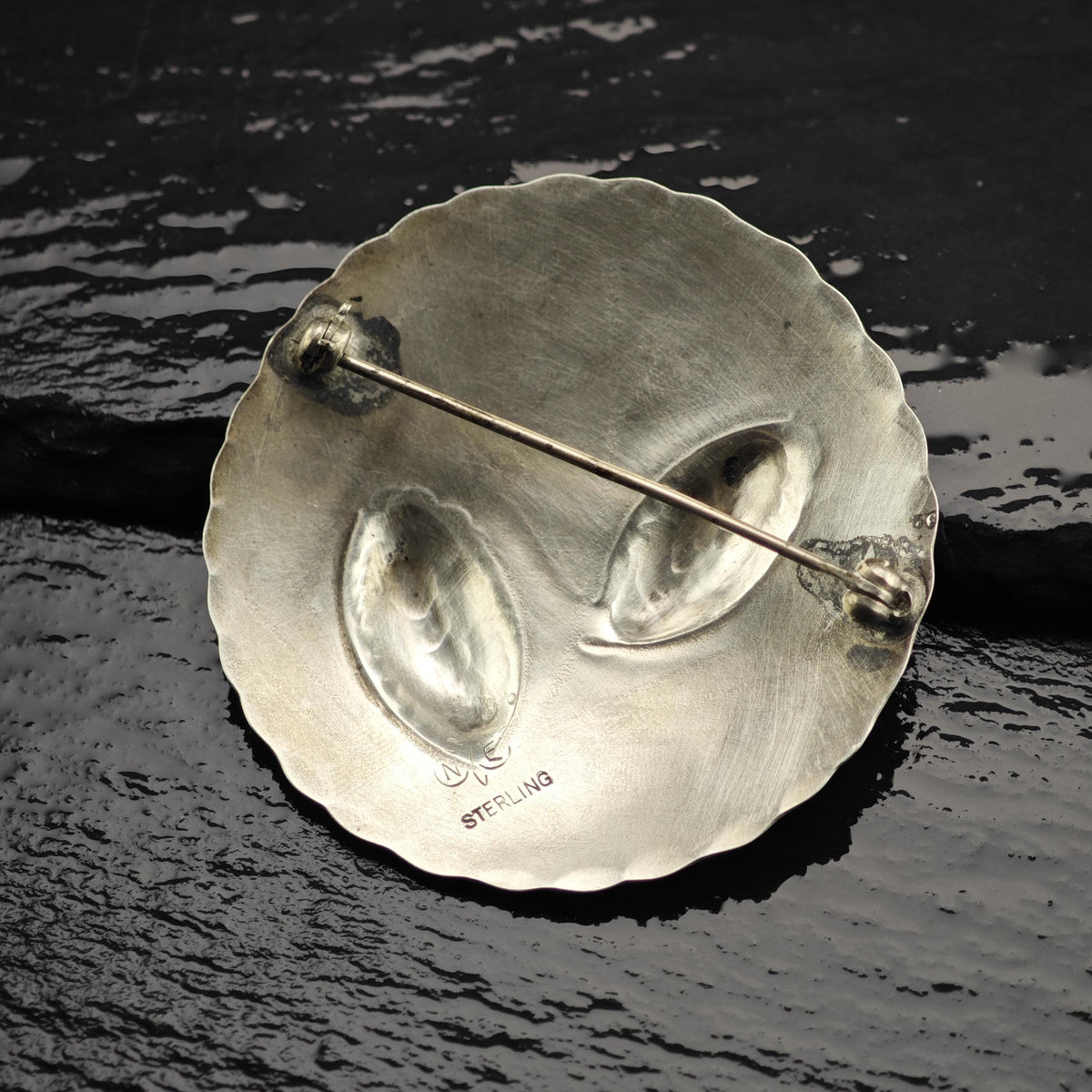 Hammered, Pinecone Stuart Nye Sterling Silver Brooch B2272