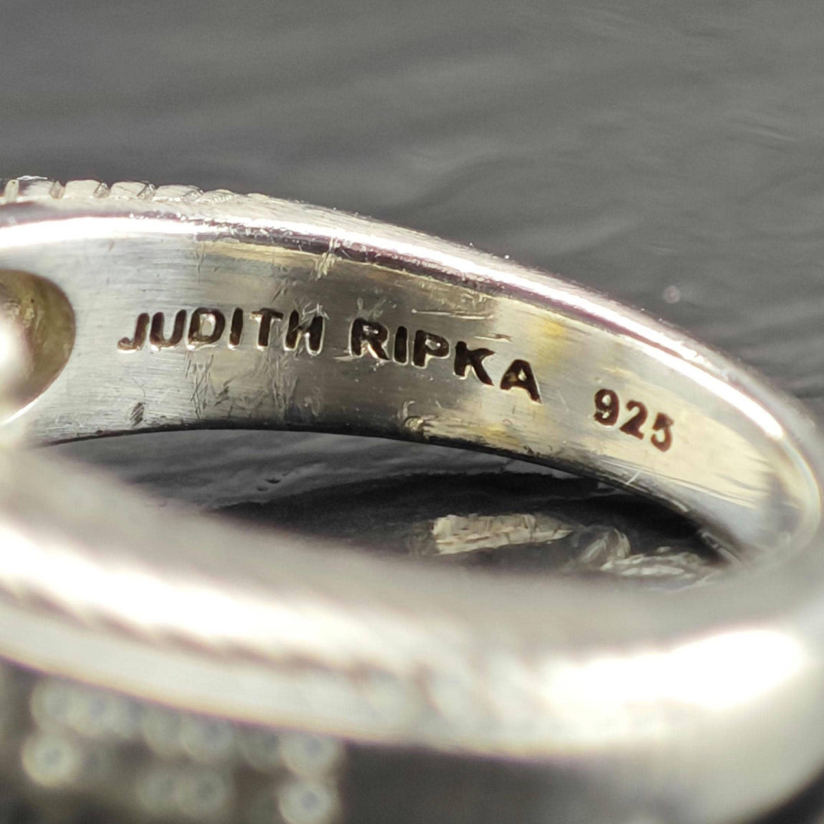 Vintage Judith Ripka Smoky Quartz CZ Sterling Silver Ring Sz 6 R6832