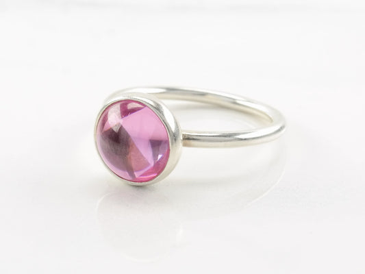 Sterling Silver Pandora Ring Poetic Droplet Minimalist Pink Size 8 1/4