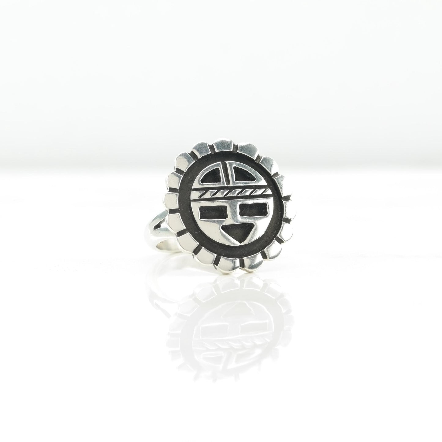 Vintage Native American Sunface Sterling Silver Ring