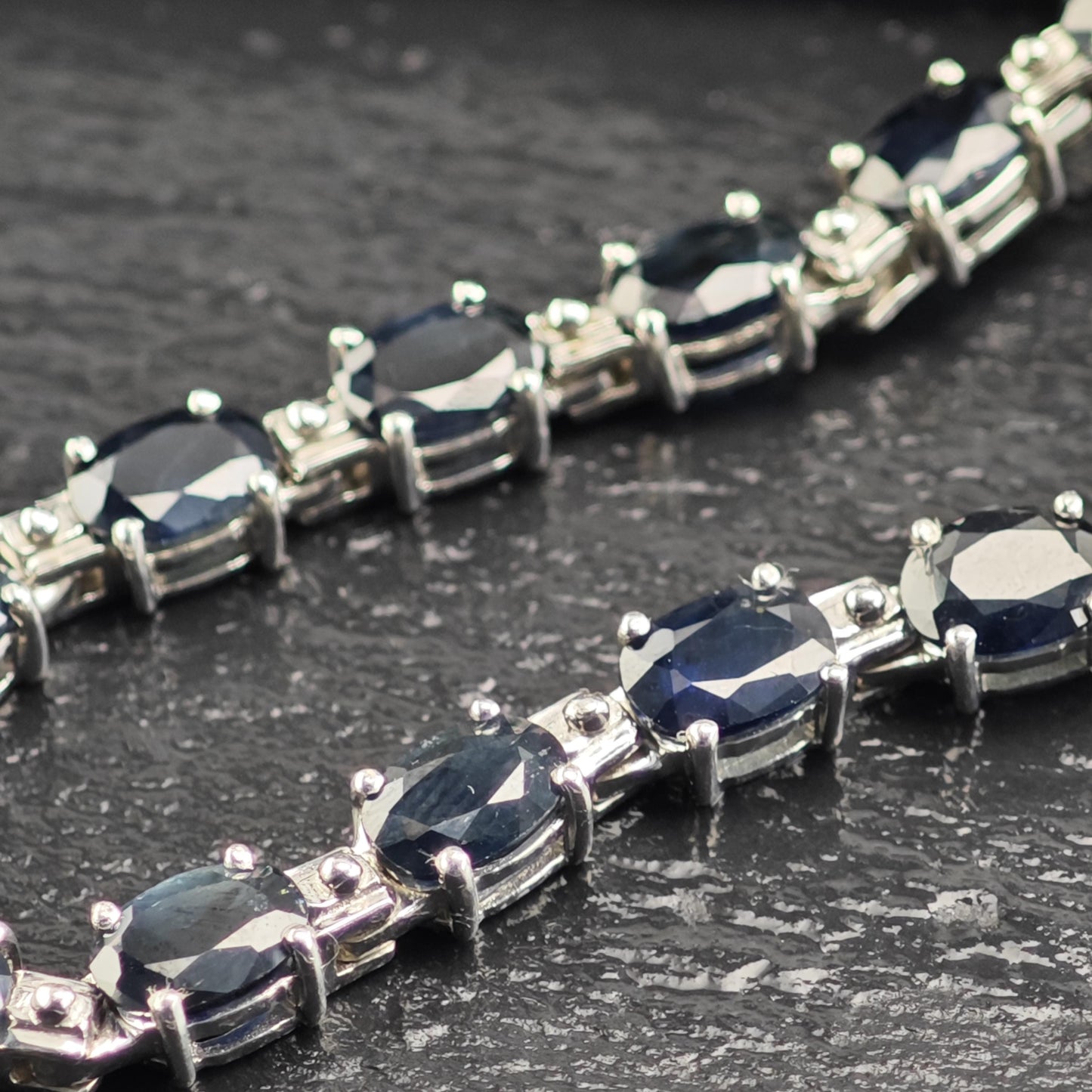 40cttw Dark Sapphire Line Necklace Sterling Silver N2735