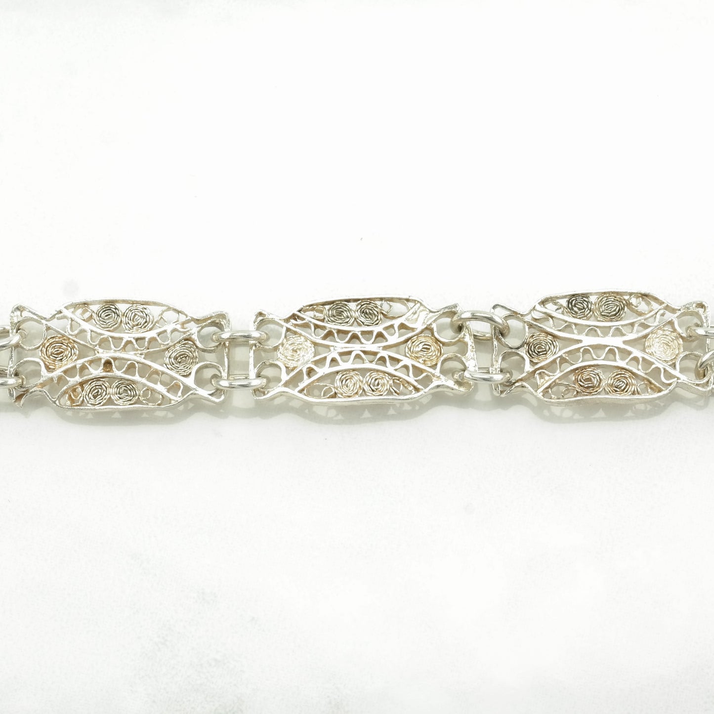 Choice of Vintage Sterling Silver Filigree Link Bracelet Filigree