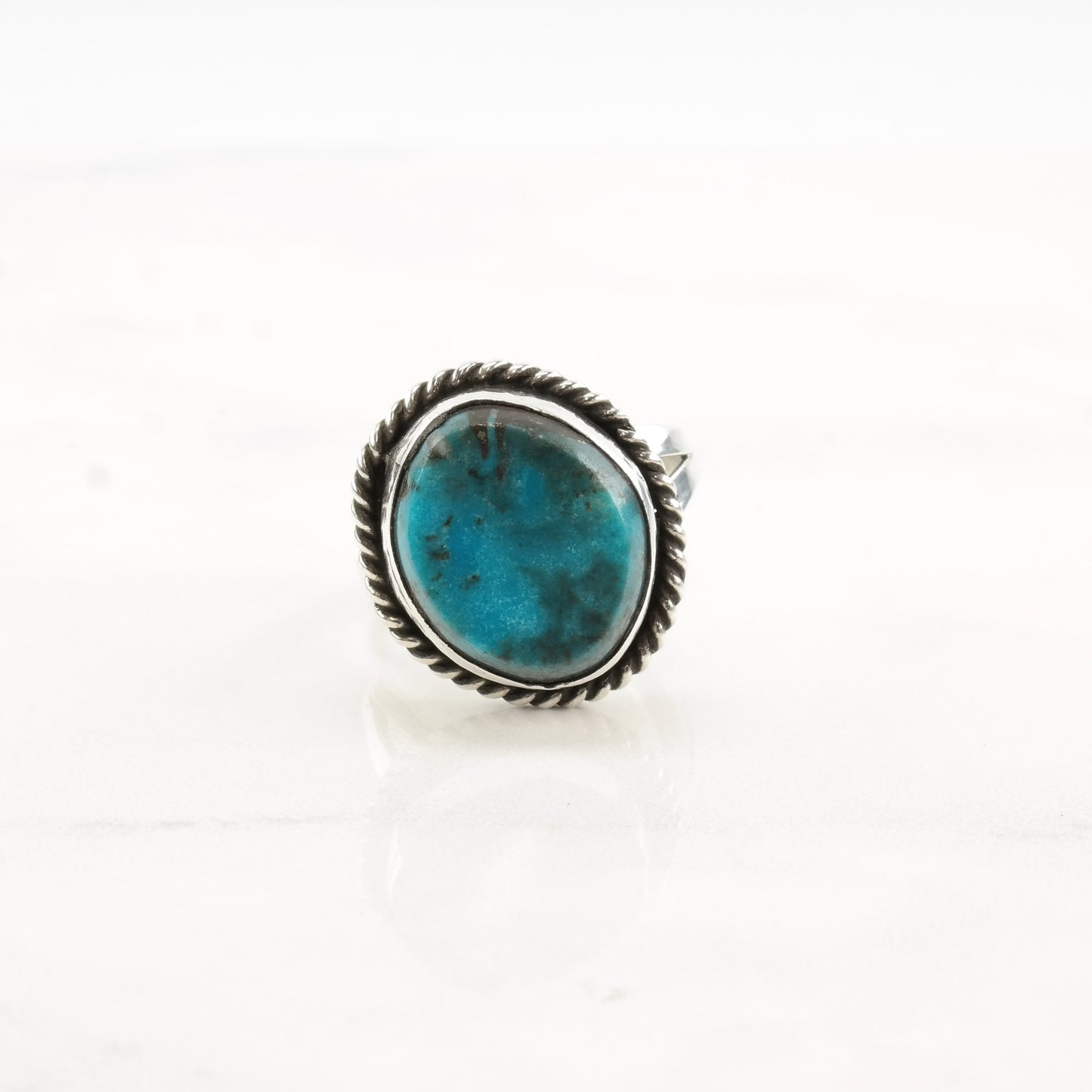 Native American Silver Ring Turquoise Sterling Size 9 1/2