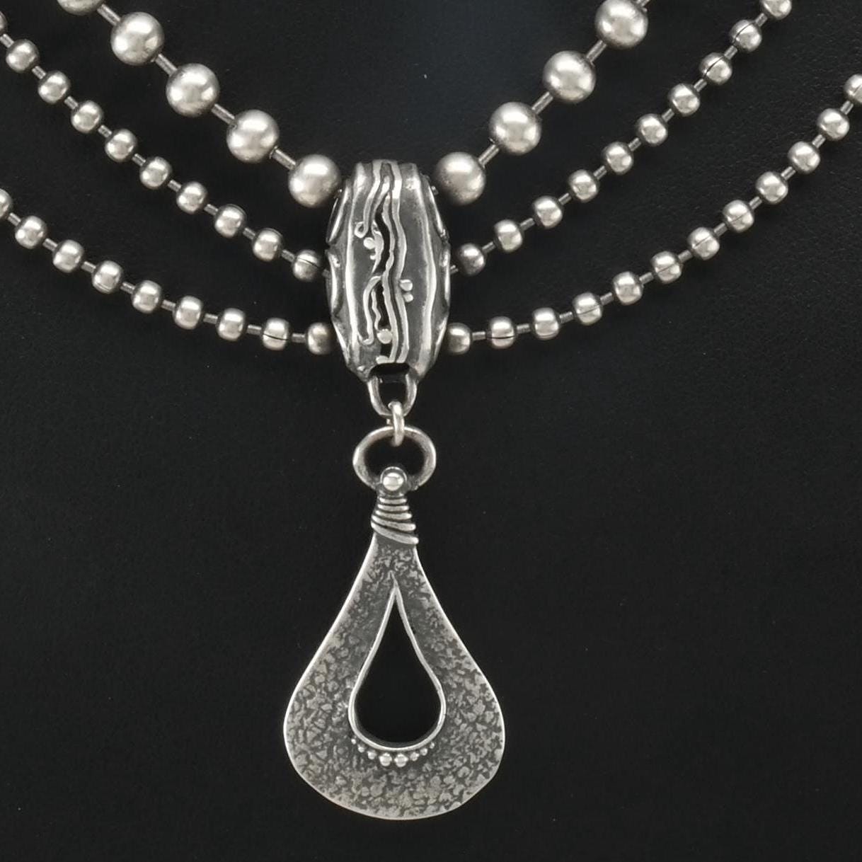 Vintage Silpada Oxidized, Sterling Silver 3 Strand Necklace N2380