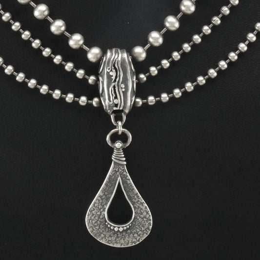 Vintage Silpada Oxidized, Sterling Silver 3 Strand Necklace N2380