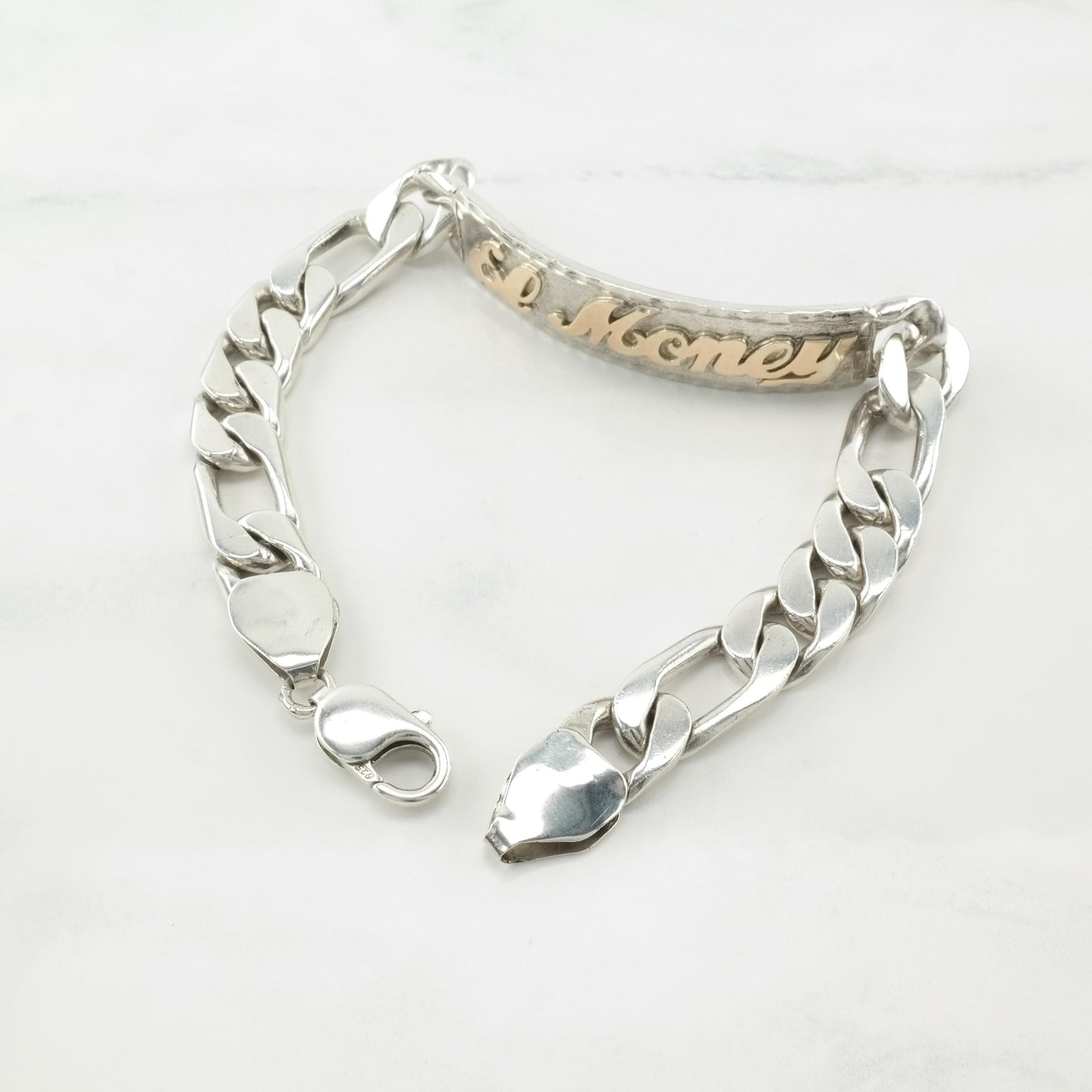 El Money Sterling Silver Bracelet Gold Accent