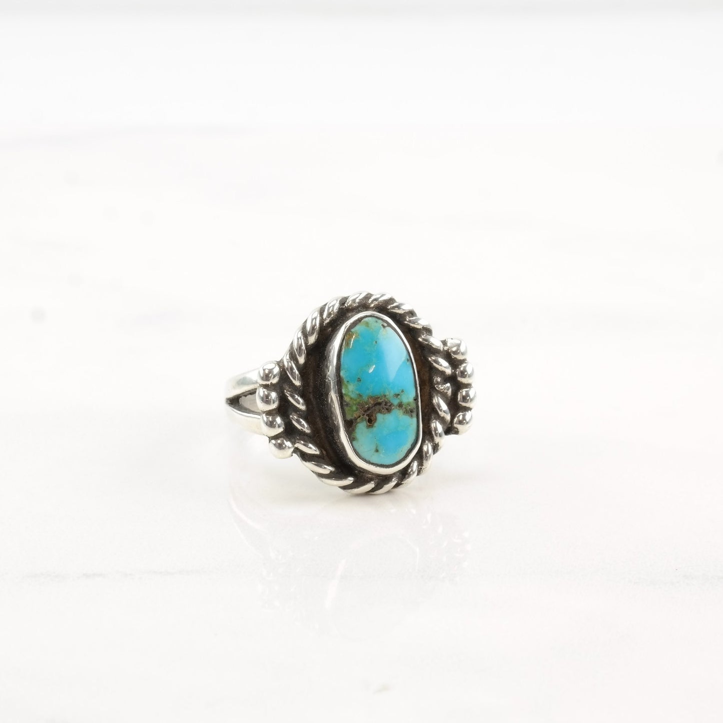 Native American Silver Ring Turquoise Sterling Size 6