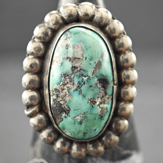Vintage Southwest Ring Turquoise Sterling Silver Size 7 3/4