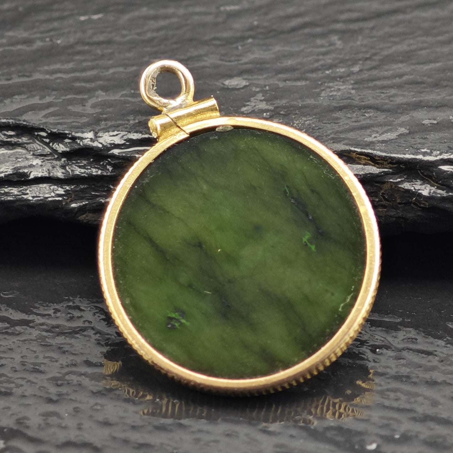 Gold Fill Nephrite Jade Virgo Zodiac Coin Pendant P3083