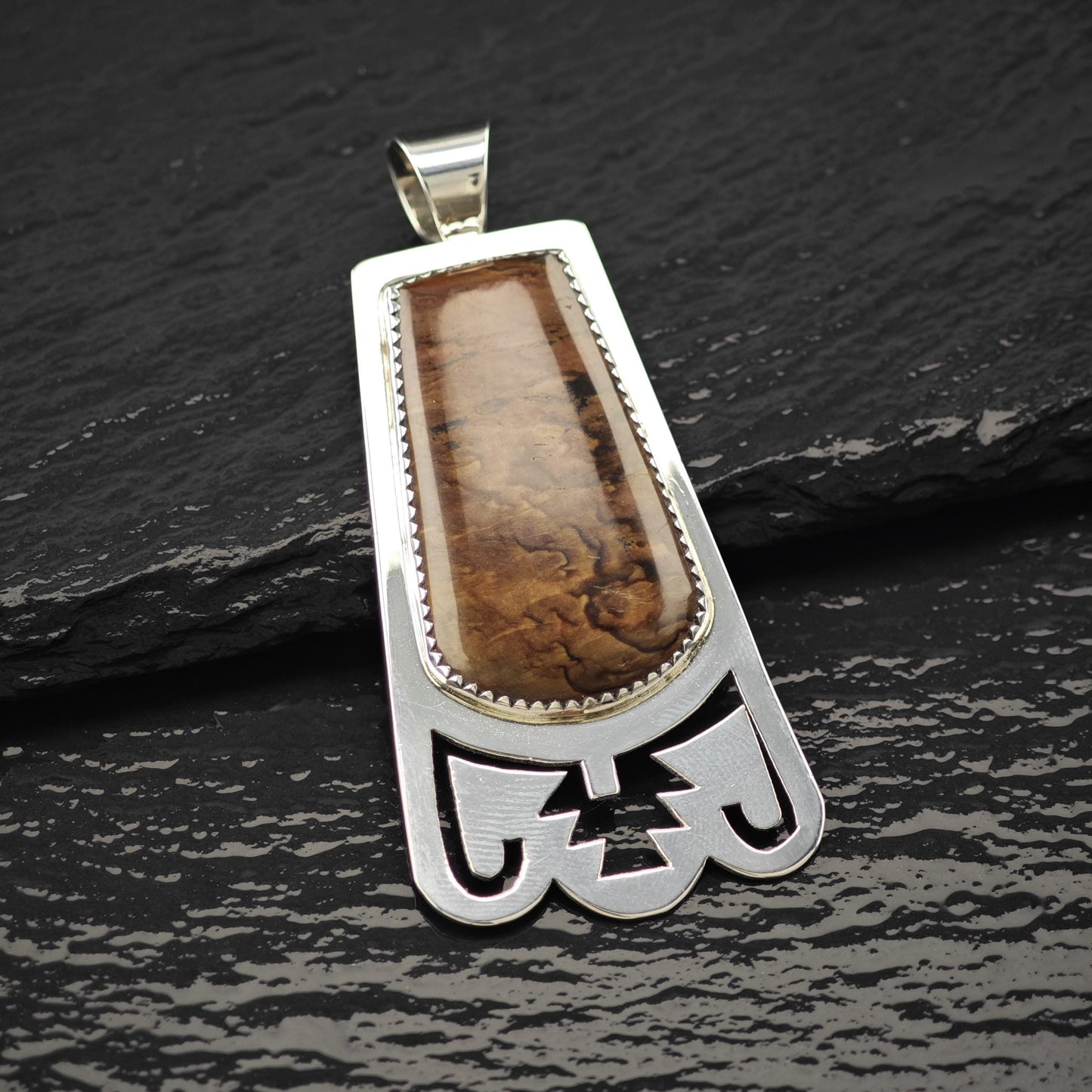 Brown Gem Pendant Sterling Silver by Joe Chavez P2822