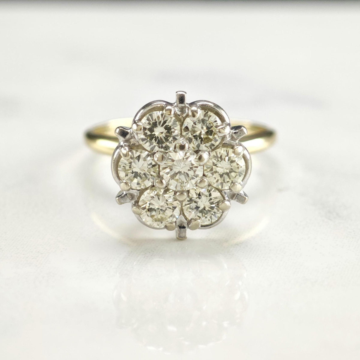 1cttw Diamond Cluster Tall Shoulder 10K Gold Ring Sz 4 1/4 R6773