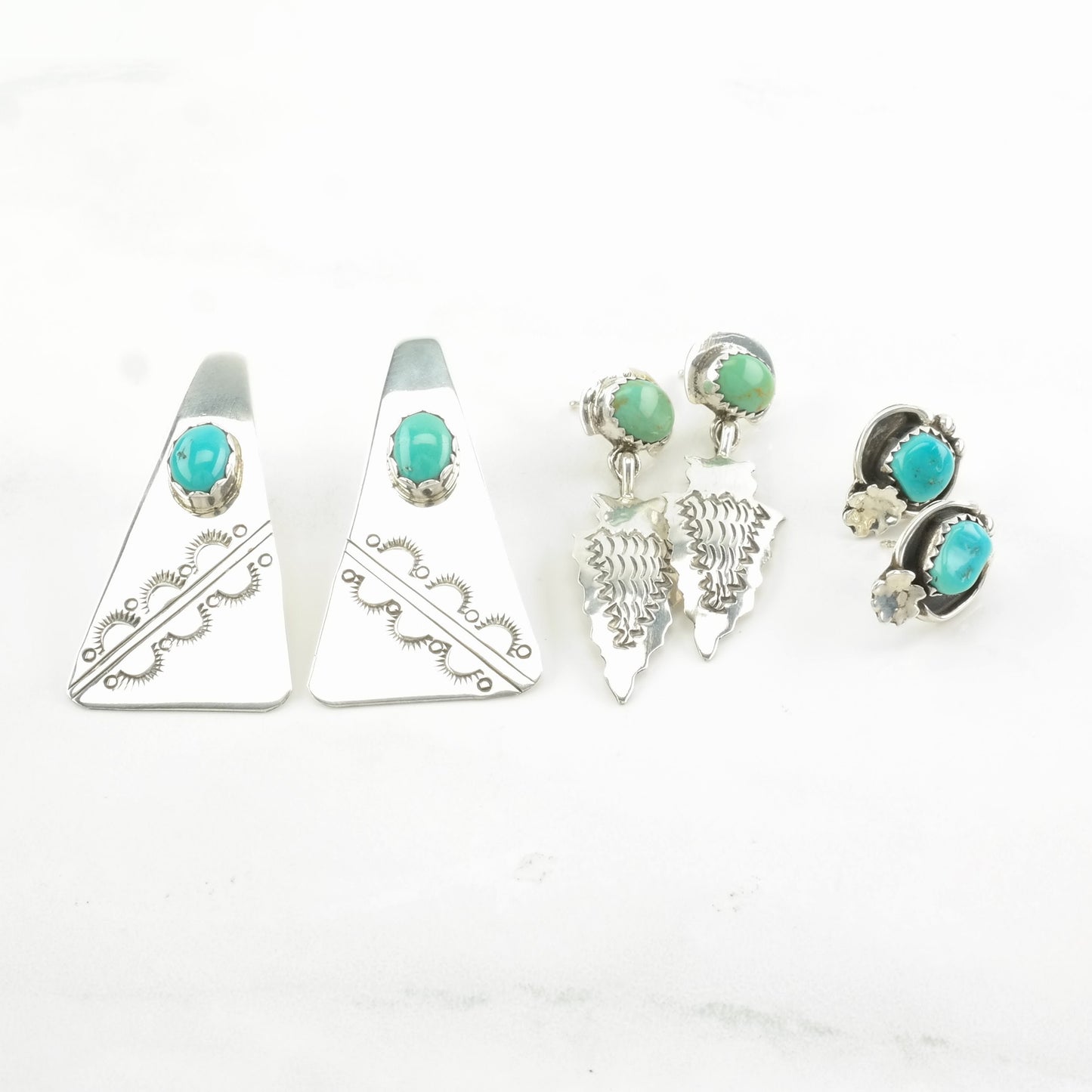 Choice of Vintage Sterling Silver Stud/Dangle Earrings Blue Turquoise Stamped