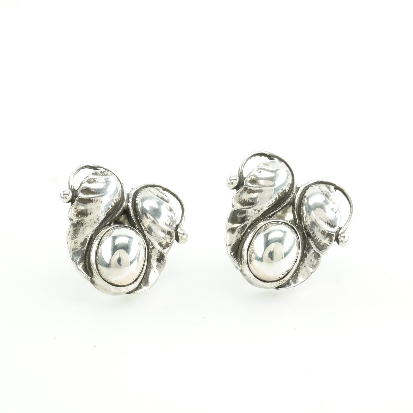 Georg Jensen Sterling Silver Floral Wings Earrings Stud