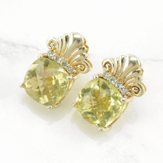 Sevan Sterling Silver Lemon Quartz, Topaz Earrings Stud