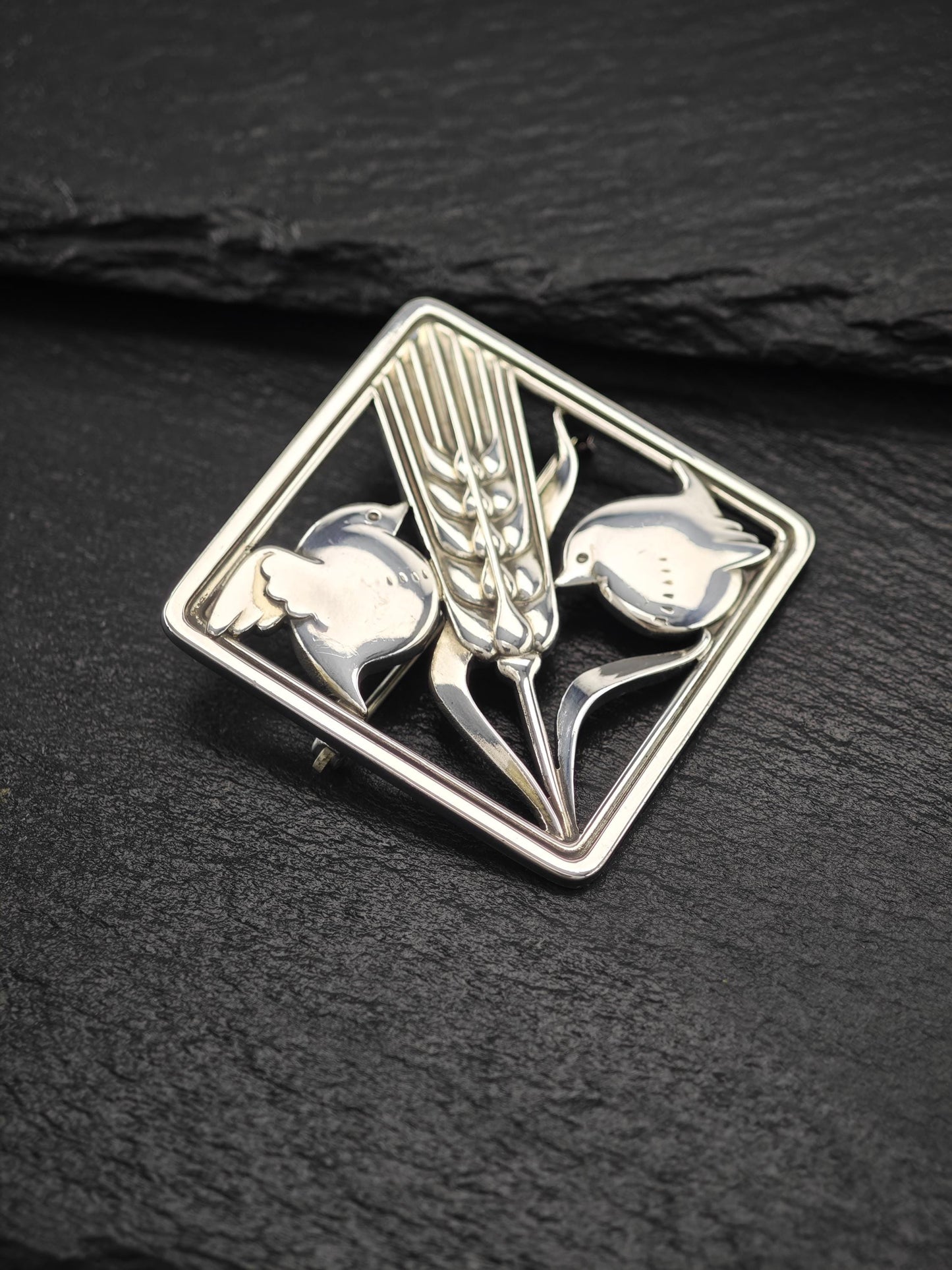 Georg Jensen 250, Floral Birds Brooch Sterling Silver