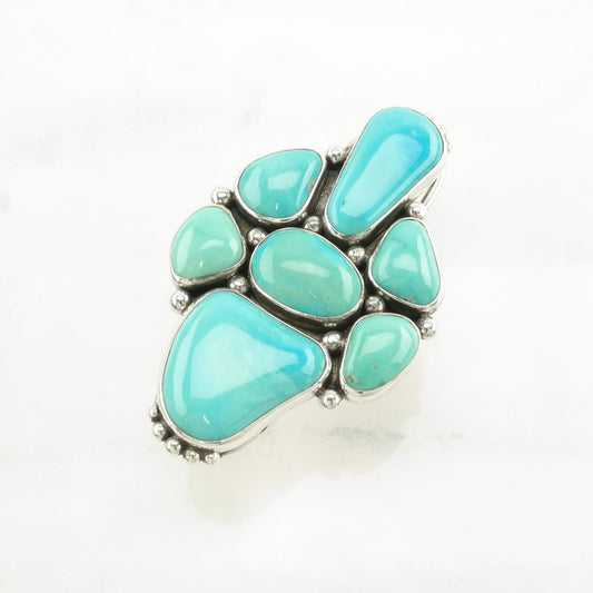 Southwest Silver Ring Turquoise Large Sterling Blue Size 6 1/2