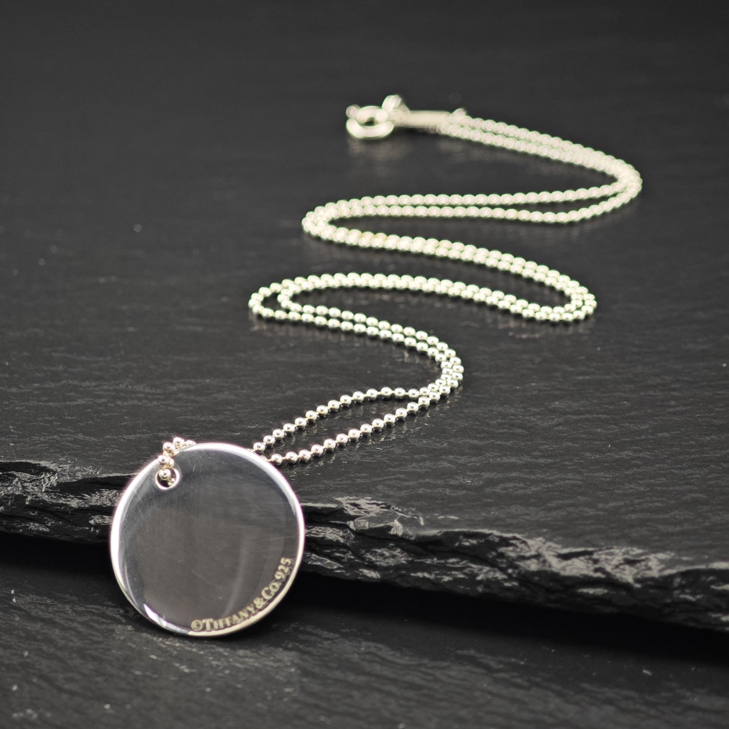 Vintage Tiffany & Co. Sterling Silver Round Pendant 19mm Necklace