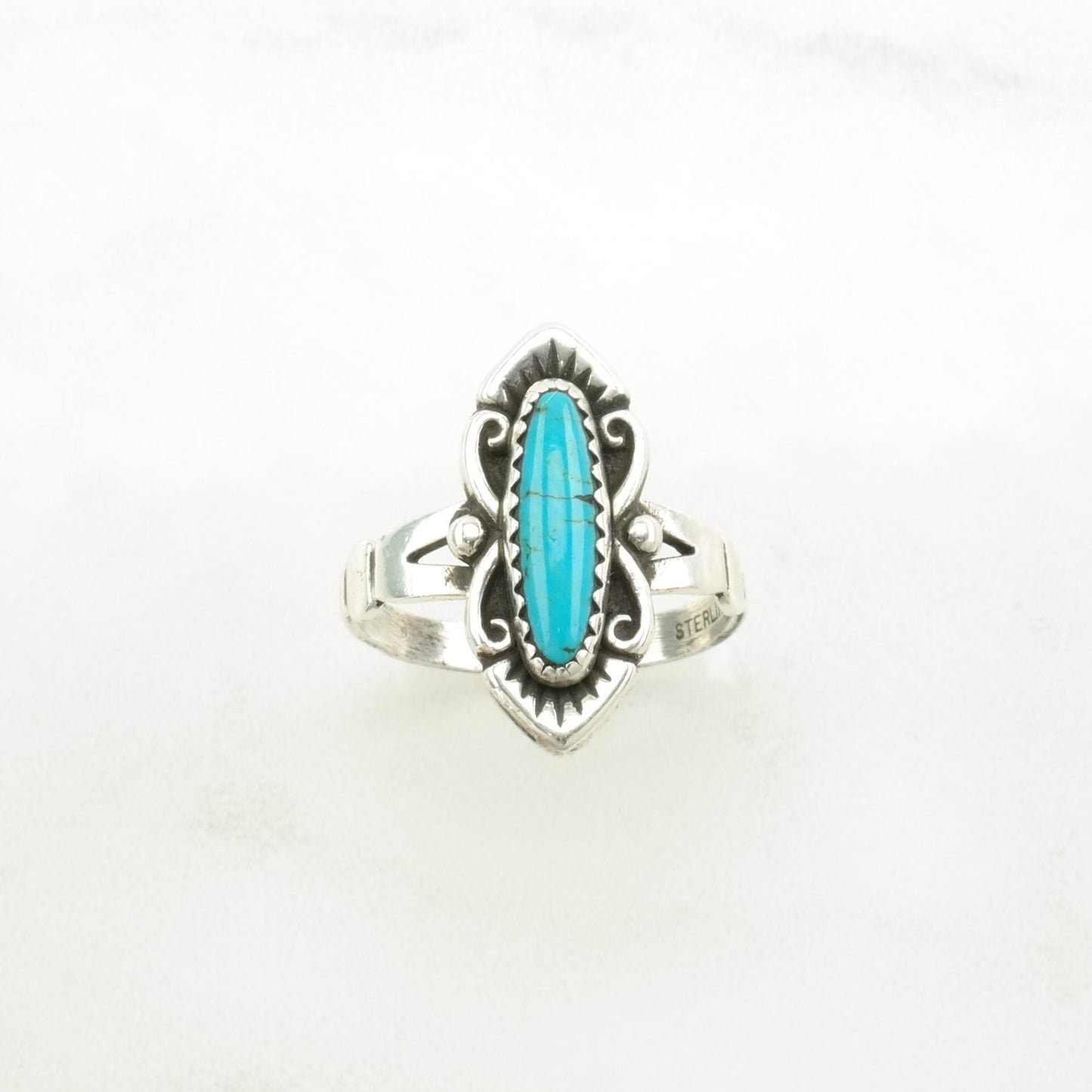 Sterling Silver Ring Turquoise Blue Size 7