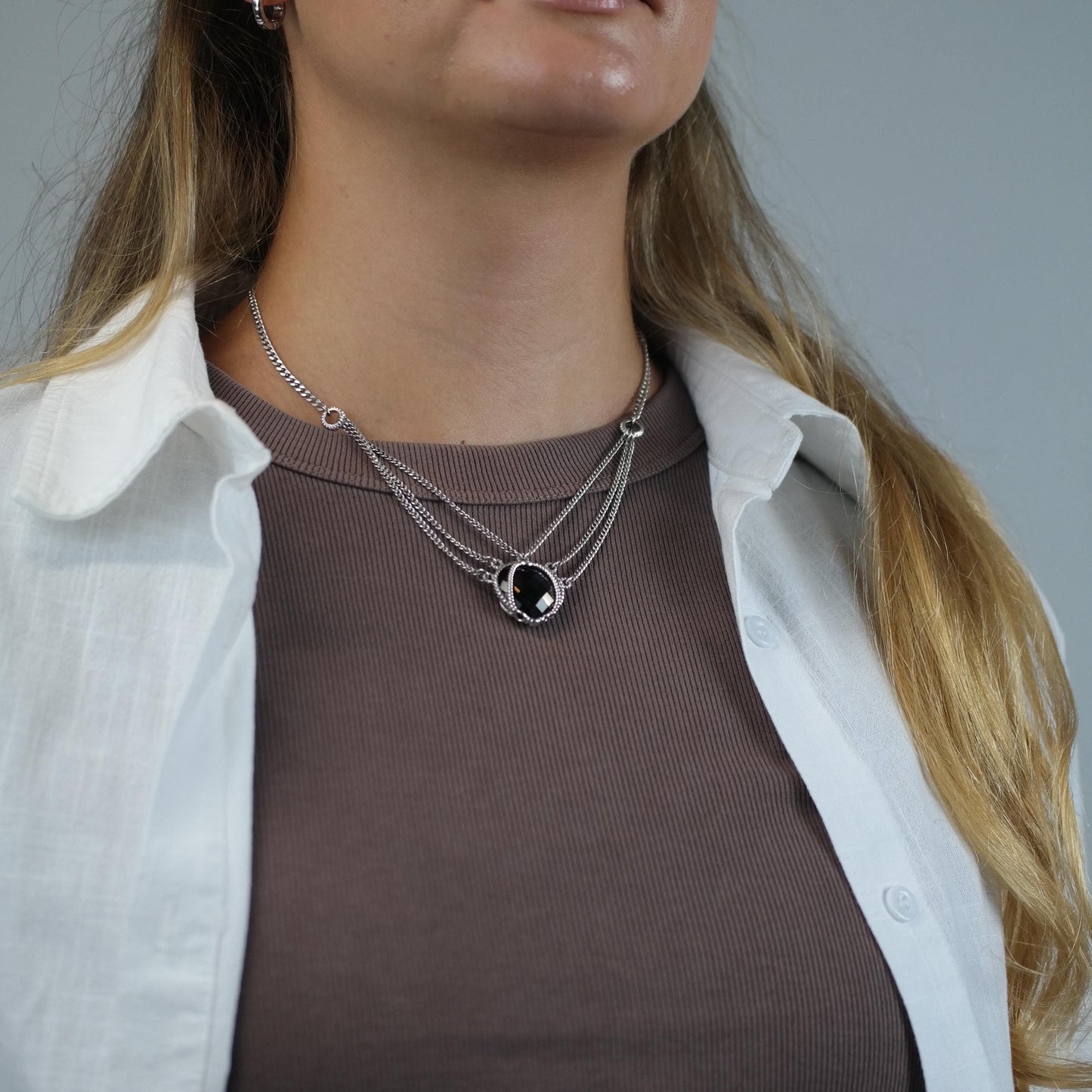Anthony Nak Smoky Quartz, Heart Sterling Silver Necklace N2736