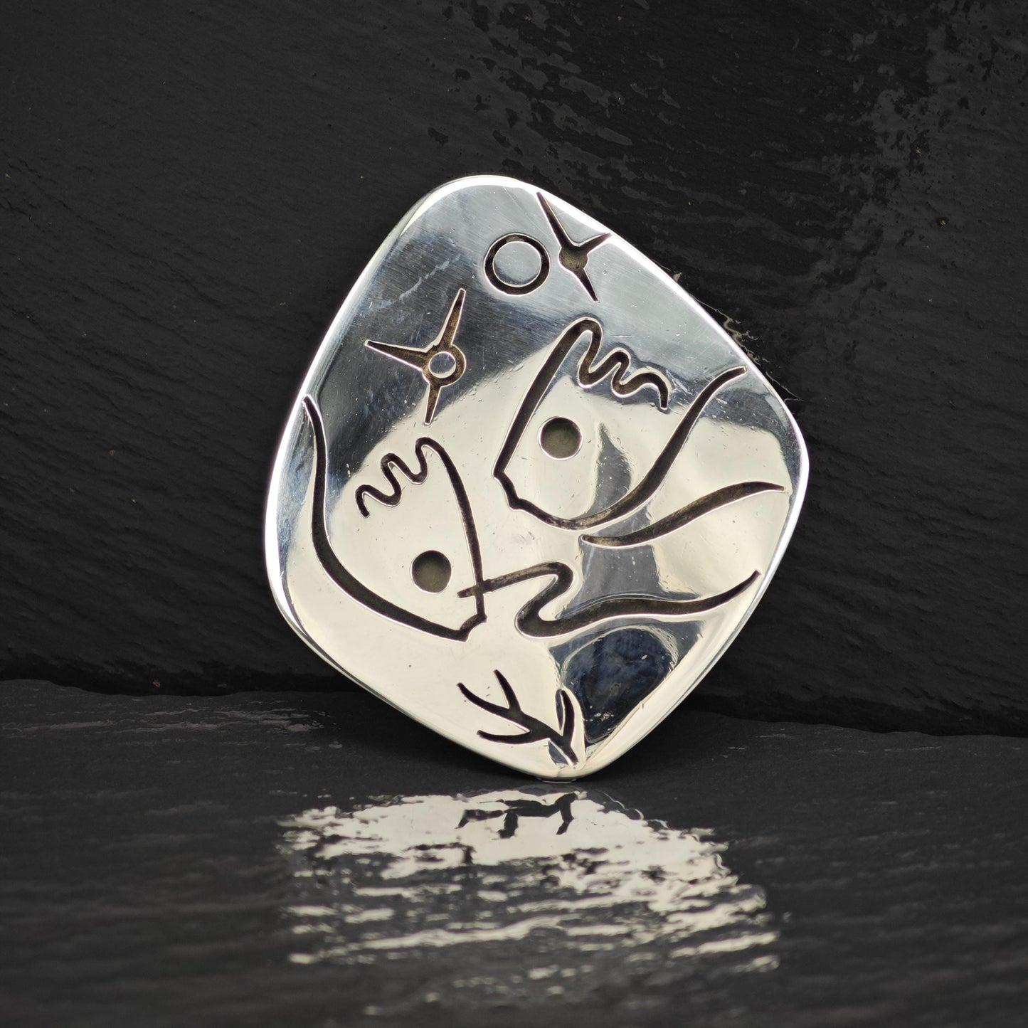 Los Castillo Sterling Silver Abstract Fish Brooch