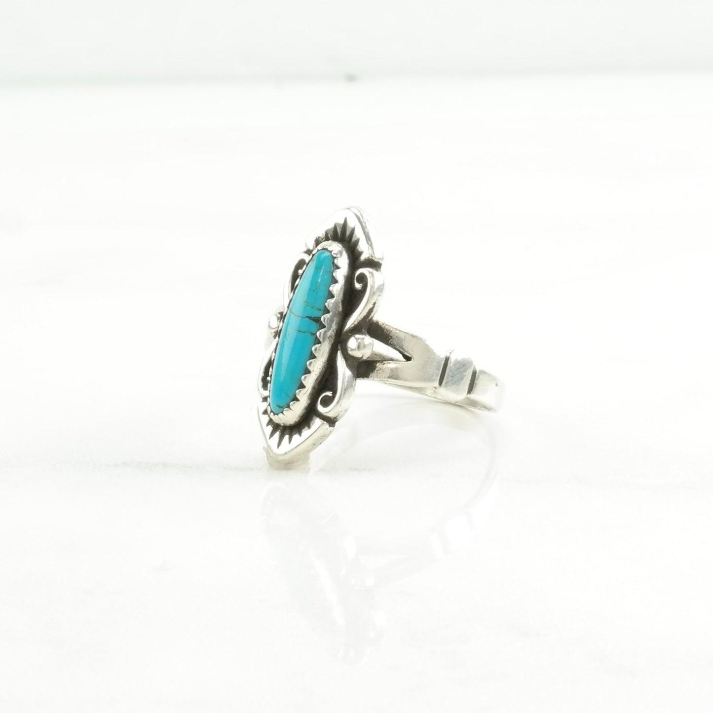 Sterling Silver Ring Turquoise Blue Size 7