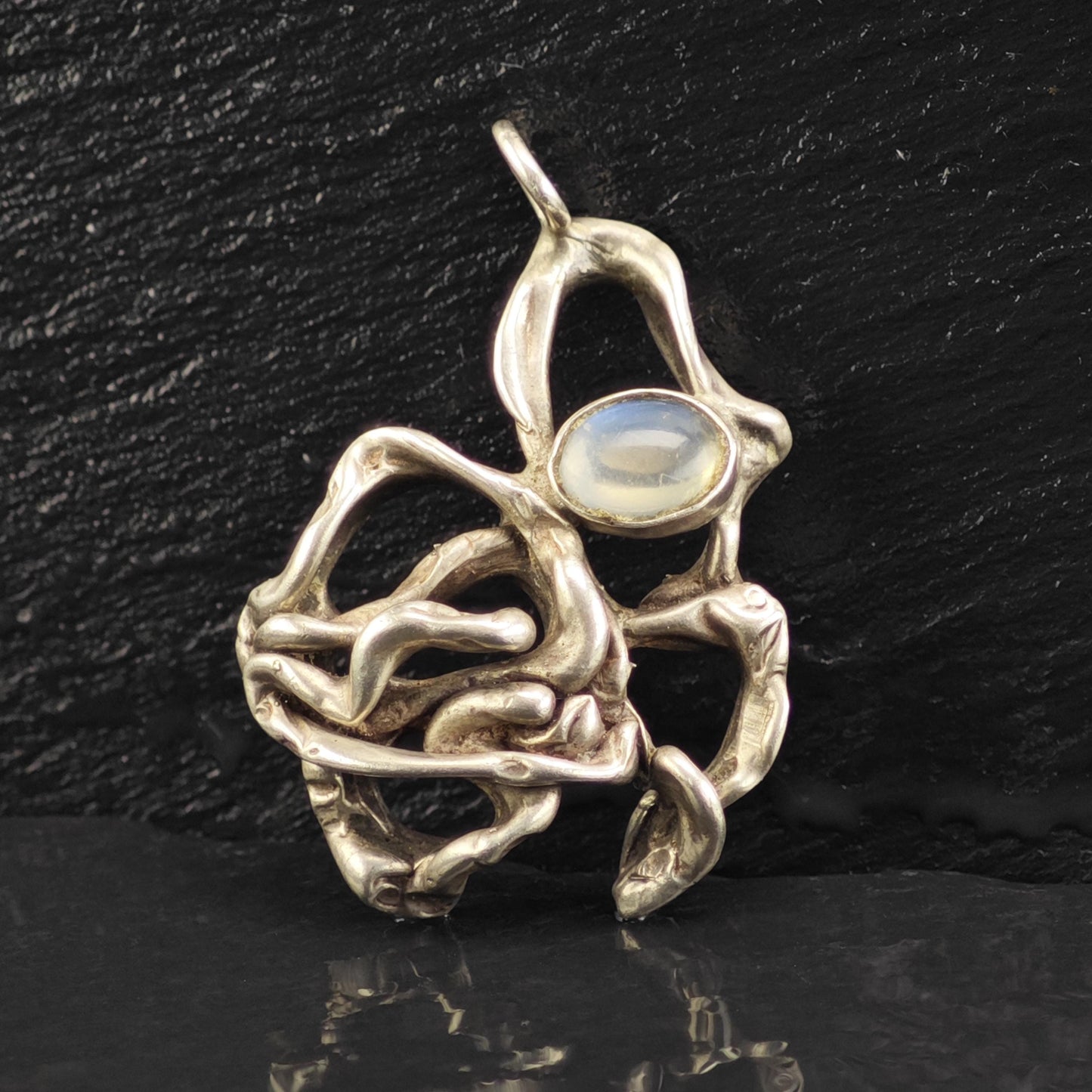 Brutalist Moonstone Pendant Sterling Silver P3062