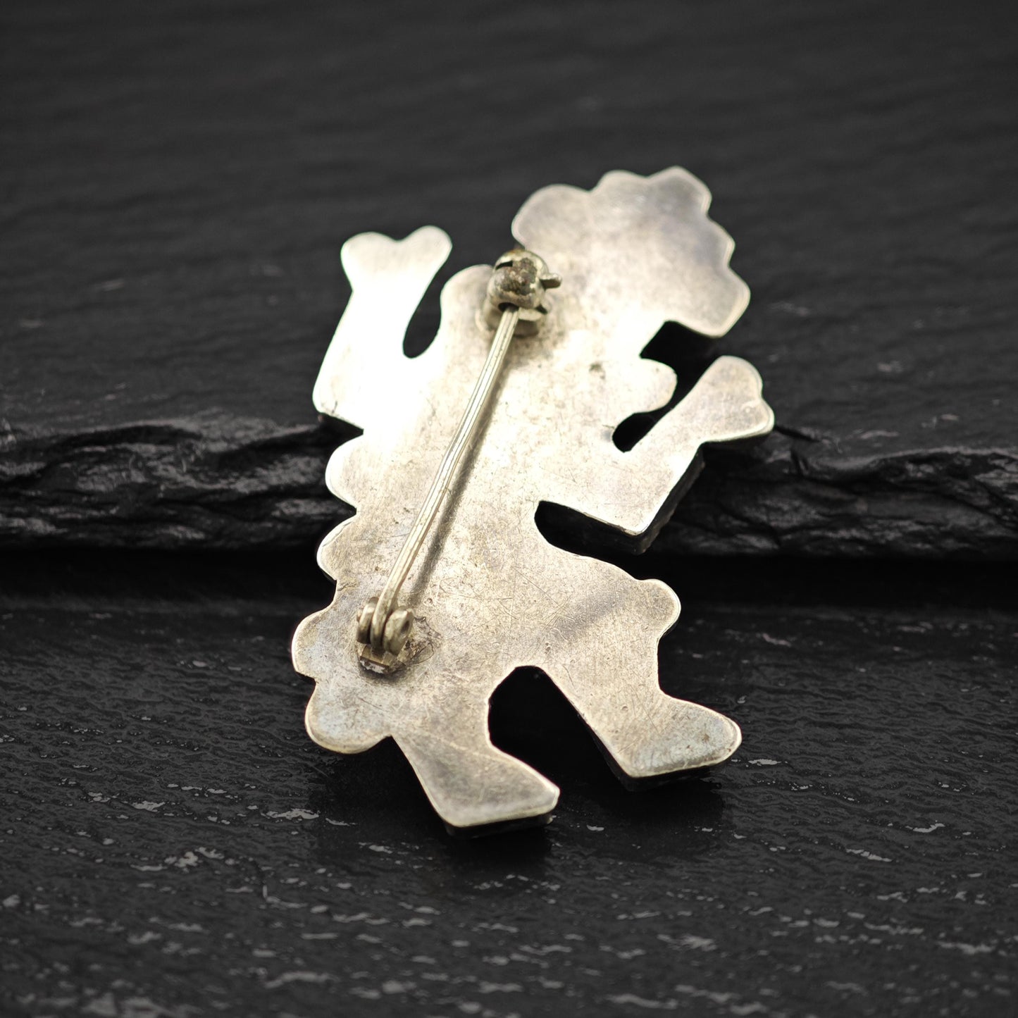 Zuni Sterling Silver Brooch Kachina Gemstone Inlay